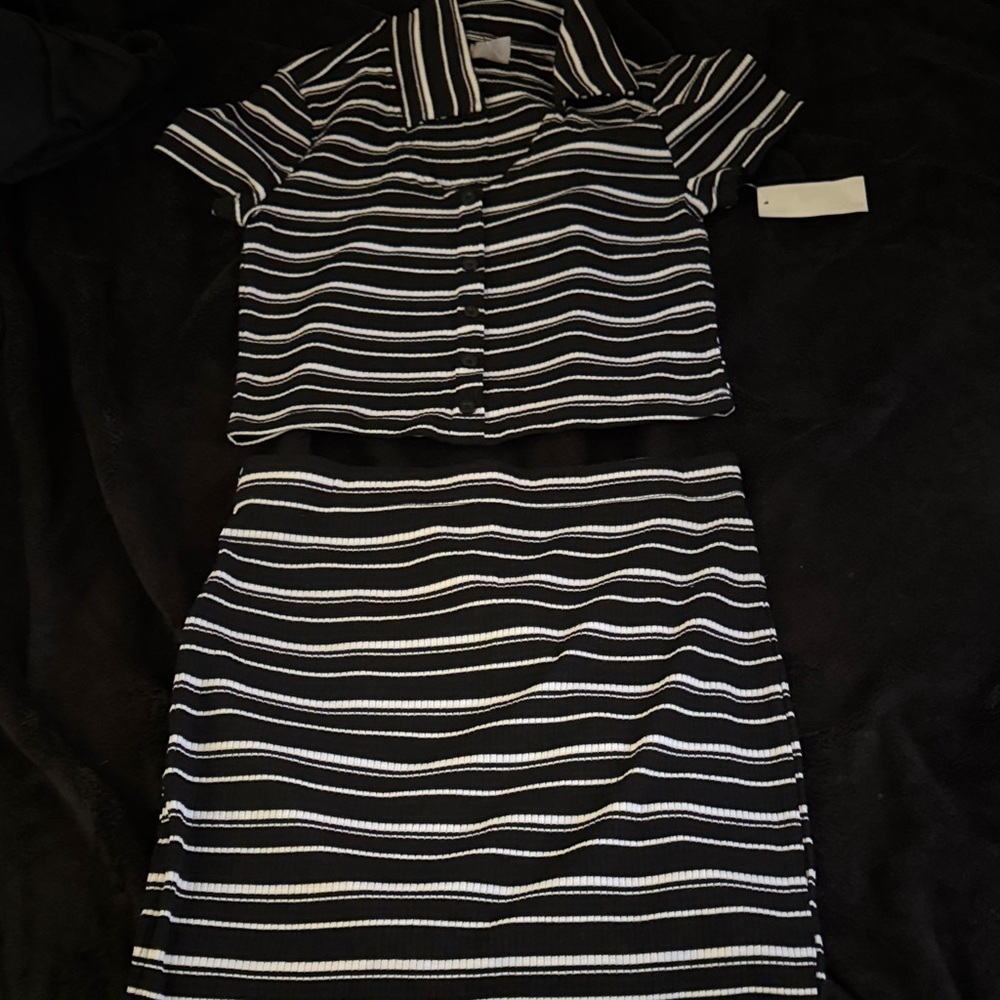 No Boundaries Black & White Striped Two-Piece Set